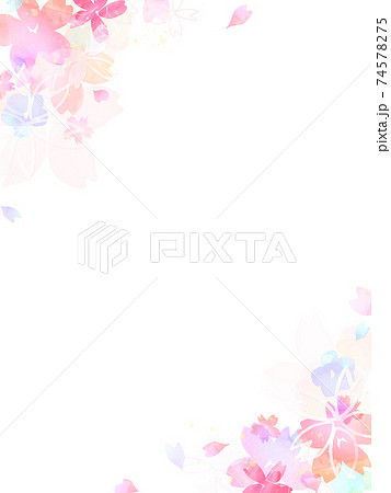 水彩絵の具で描いたような桜の背景- 複数のバリエーションがあります 74578275