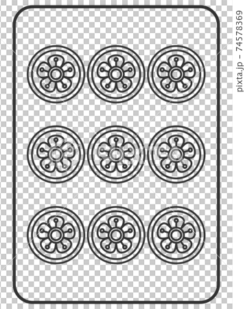 Nine cylinder mahjong tiles illustration icon Nine cylinder mahjong tiles illustration icon 74578369