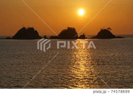 吉見の夕日 74578699