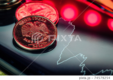 Ruble exchange chart on international stock exchanges.Crisis in the Russian economy. Ruble exchange chart on international stock exchanges.Crisis in the Russian economy. 74579254