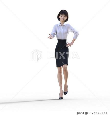 ポーズするビジネススーツの女性 perming3DCGイラスト素材 ポーズするビジネススーツの女性 perming3DCGイラスト素材 74579534