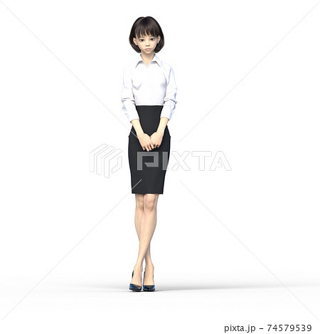 ポーズするビジネススーツの女性 perming3DCGイラスト素材 ポーズするビジネススーツの女性 perming3DCGイラスト素材 74579539