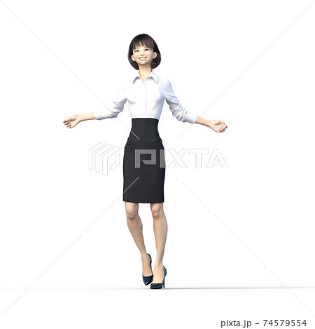 ポーズするビジネススーツの女性 perming3DCGイラスト素材 ポーズするビジネススーツの女性 perming3DCGイラスト素材 74579554