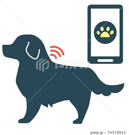 犬　ICチップ　追跡　シルエット 74579913