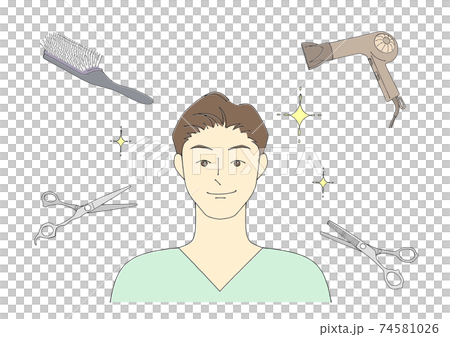 美容室で髪をカットしてもらった男性のイラスト 美容室で髪をカットしてもらった男性のイラスト 74581026