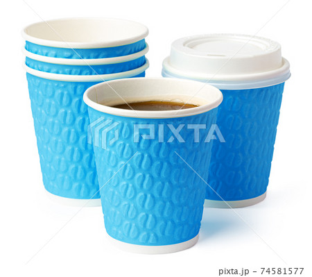 Paper coffee cups isolated on white background Paper coffee cups isolated on white background 74581577
