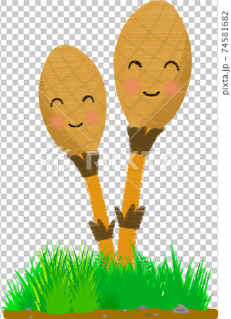 可愛い笑顔のキャラクターつくしのイラスト素材