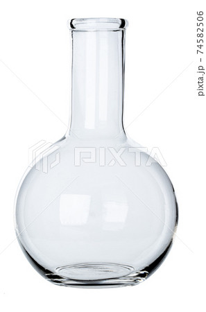 Laboratory glassware for liquids on white background 74582506