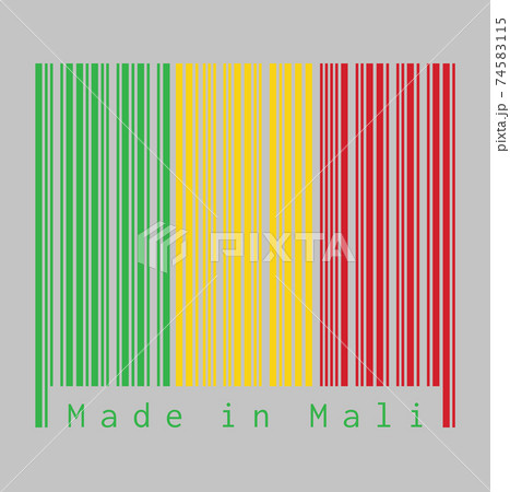 Barcode set the color of Mali flag, A vertical...のイラスト素材 [74583115] - PIXTA