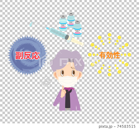 Senior women worried about the effectiveness and side effects of the new corona vaccine 74583515