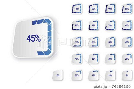 Set of percentage diagrams, indicator bar from 0 to 100, for web design, . Modern infographic elements. Ux percent download, dashboard for app, web, user interface UI or infographic. 74584130