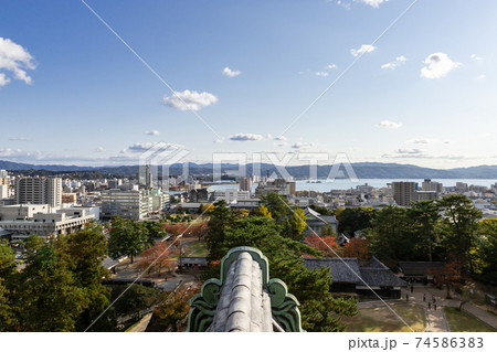 松江城天守閣からの松江市街地眺望 松江城天守閣からの松江市街地眺望 74586383