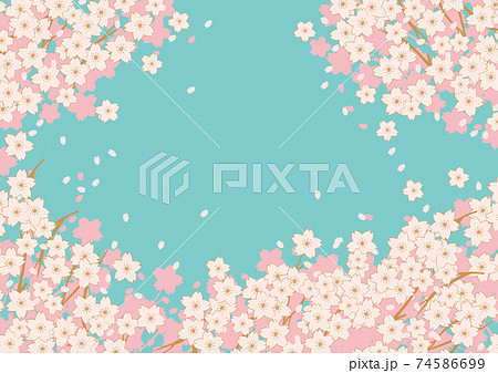 春の桜の花びらが舞うのイラスト素材