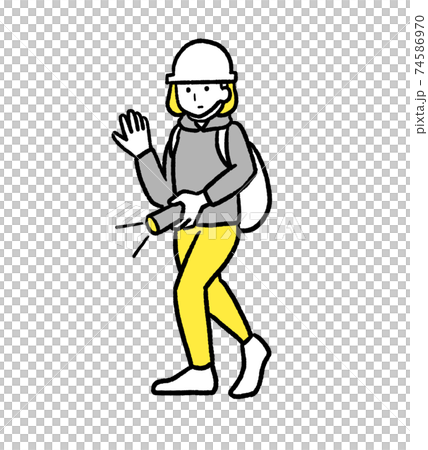 災害で避難をする女性のイラスト 74586970