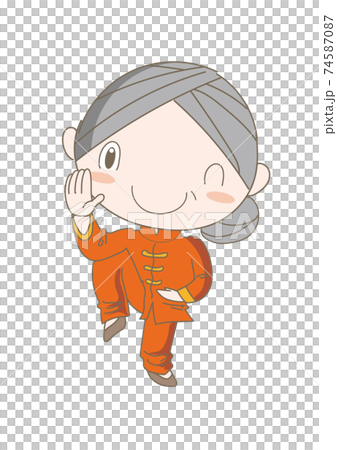 太極拳・ポーズをとるシニア女性 74587087