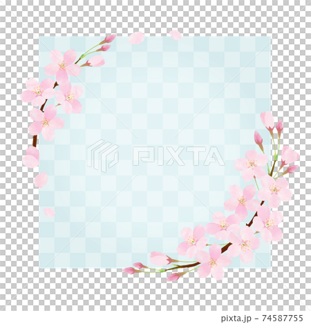 Cherry blossom vector frame material (checkered) Cherry blossom vector frame material (checkered) 74587755