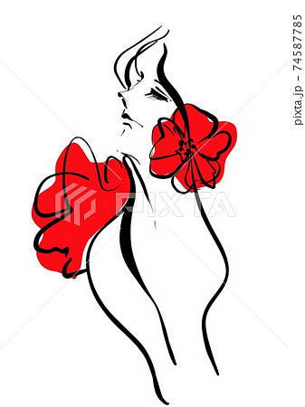 女性と花 74587785