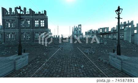 廃墟の町のイラスト素材