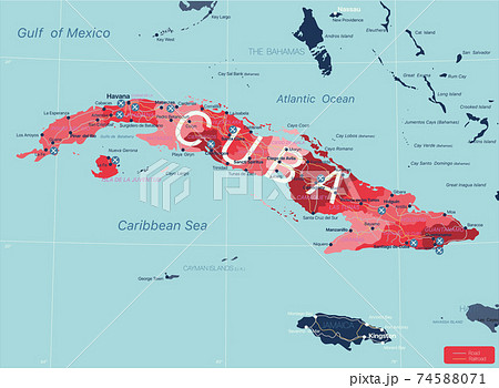 Cuba country detailed editable map 74588071