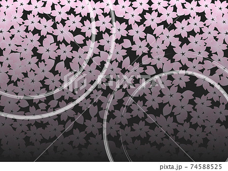 暗い背景と沢山の桜のイラスト素材