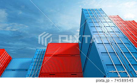 Stack of containers box background, Cargo freight ship for import export business, 3d rendering 74589545