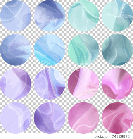 Soft color polka dot set vector material with marble pattern 74589973