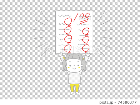 A girl who gets 100 points in the test and looks happy A girl who gets 100 points in the test and looks happy 74590377