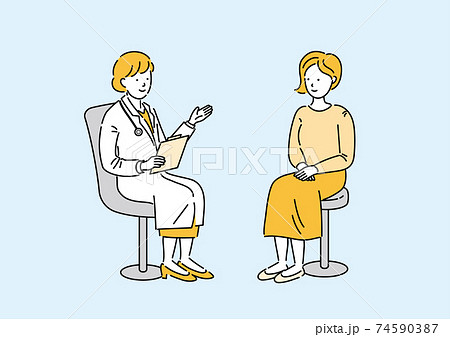 女性医師と患者 74590387