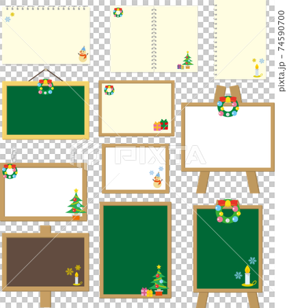 冬の看板背景フレーム素材セット 74590700