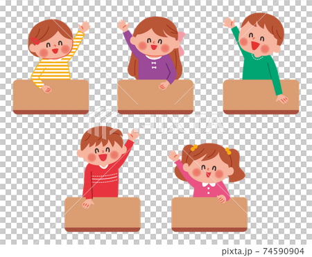 手をあげる子供たち 74590904