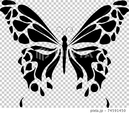 シンプルで綺麗な蝶々のシルエットのイラスト素材