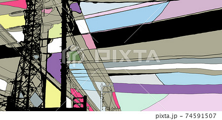 電線グレーっぽい背景 74591507