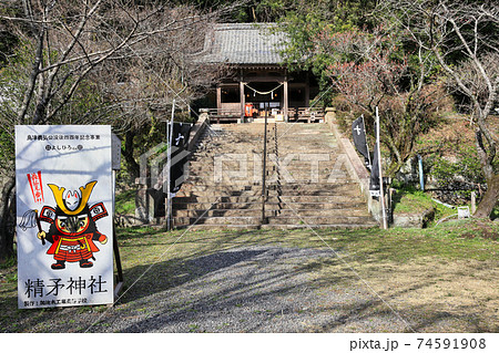 精矛神社　顔出しパネルと本殿 74591908