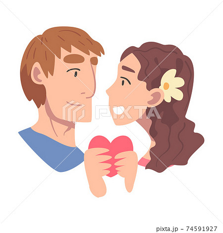 Enamored Couple in Love Holding Heart Feeling Devotion Vector Illustration Enamored Couple in Love Holding Heart Feeling Devotion Vector Illustration 74591927
