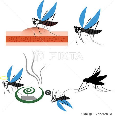 シンプルな可愛い蚊のセットのイラスト素材