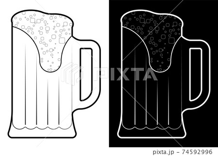 icon, beer mug with foam. Oktoberfest 19 September. Alcoholic drinks, holiday. Vector on white background 74592996