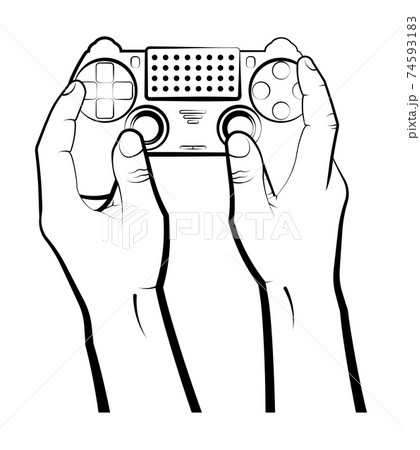 man plays on a game console using a wireless joystick. Video Game Controller Isolated vector on white background 74593183