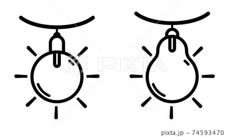 light bulb is round and pear-shaped. Symbol of ideas, inspiration, creativity. Festive garland element. Vector icons light bulb is round and pear-shaped. Symbol of ideas, inspiration, creativity. Festive garland element. Vector icons 74593470