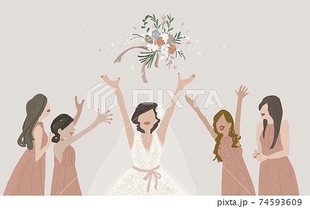 ブーケトス、ウエディング、結婚式、花嫁、挙式、女性、ウエディングブーケ、テキストなし ブーケトス、ウエディング、結婚式、花嫁、挙式、女性、ウエディングブーケ、テキストなし 74593609