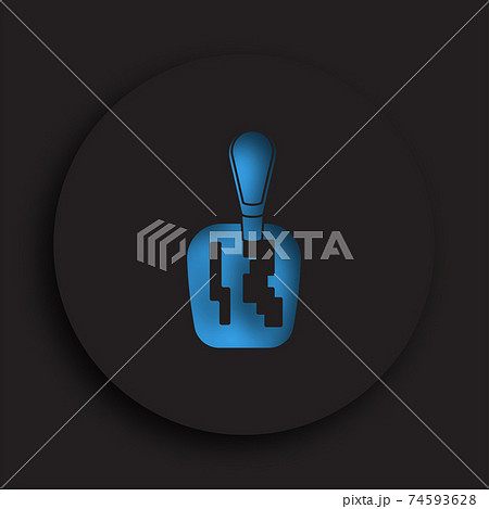 Lever for automatic gearbox in neomorphism style on dark background. Car gearbox, transmission repair in service center. Vector Lever for automatic gearbox in neomorphism style on dark background. Car gearbox, transmission repair in service center. Vector 74593628