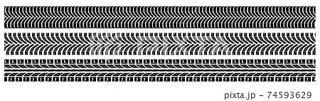 drawing of tire of an automobile wheel. Car wheel imprint seamless ornament. Vector 74593629