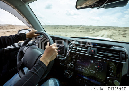 Driving off road car in the desert Driving off road car in the desert 74593967