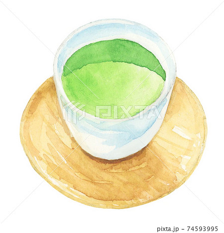 日本茶 緑茶 手描き水彩画 のイラスト素材