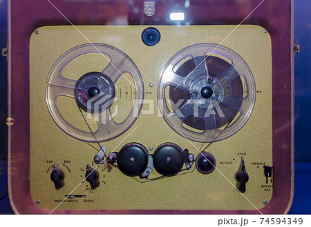 Vintage reel player. Close up. 74594349