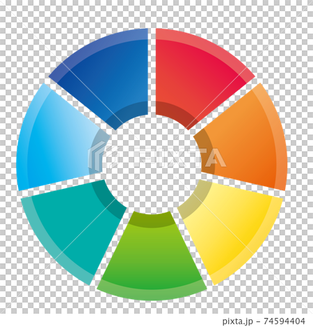 立体インフォグラフィックス 7分割の円グラフチャート図pdcaビジネスプロセス経営のイラスト素材