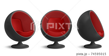 Black and red ball chair, designers egg armchair 74595015