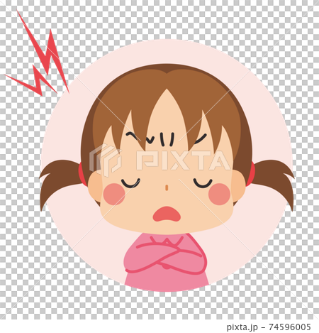 Frustrated cute little girl icon illustration arm folded cute white background 74596005