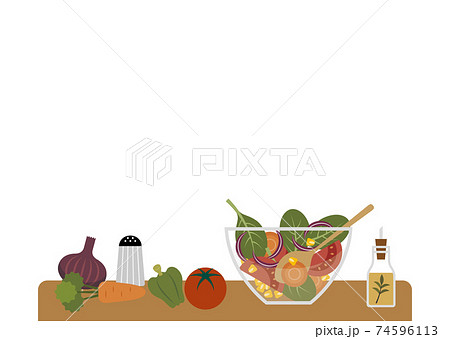 サラダ作り フレーム イラストのイラスト素材 サラダ作り フレーム イラストのイラスト素材