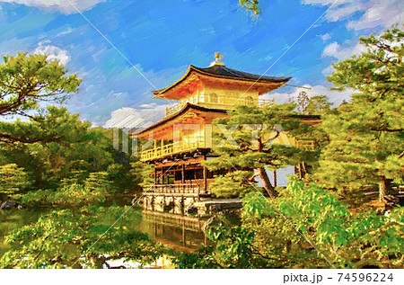 京都・金閣寺の風景 74596224