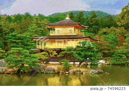 京都・金閣寺の風景 74596225